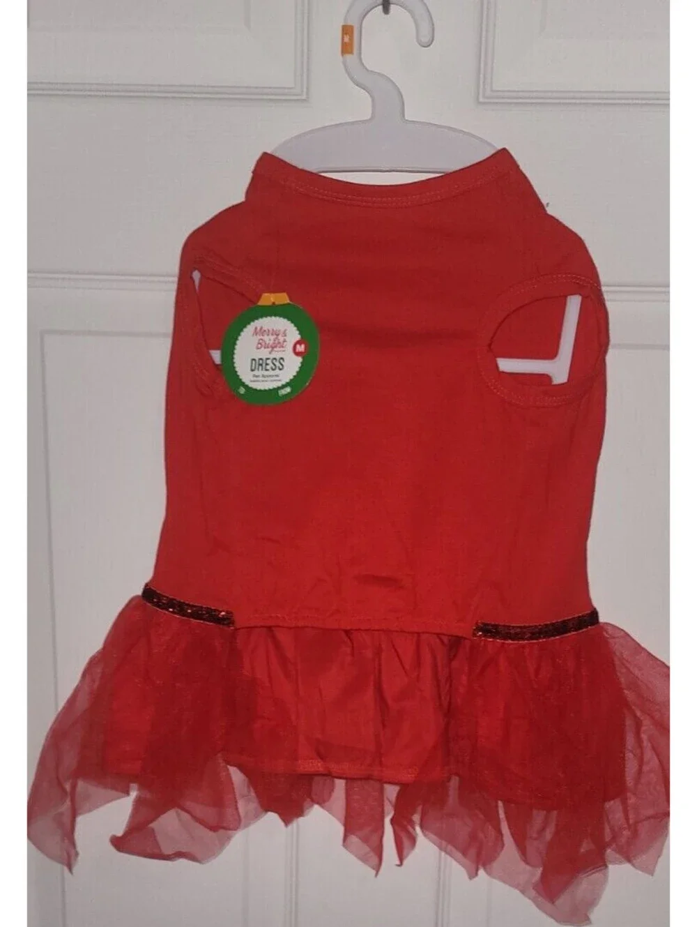 NWT MERRY& BRIGHT SANTA'S FAVORITE RED TUTU DOG PET DRESS SIZE: SMALL